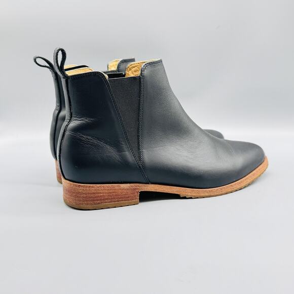 Nisolo Boots Women 7.5 Black Leather Chelsea Ankle Classic Dress Elastic Pull On - Picture 8 of 11